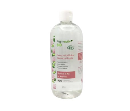 Pharmactiv Bio L'eau Micellaire Démaquillante Hydrolat de Rose et Aloe Vera 500ml