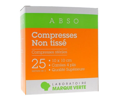Marca Verde Compresas Absorbentesno Tejidas 10x10cm Bolsa 25x2uds