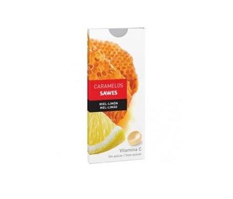 Bonbons balsamiques Sawes sans sucre, saveur miel et citron avec vitamine C, sous blister 22g