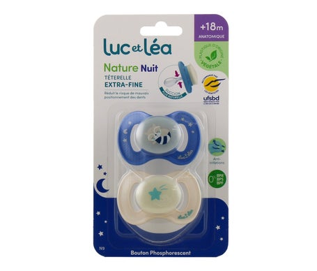Luc et Léa Nature Nuit Sucette Anatomique +18M 2 Unités