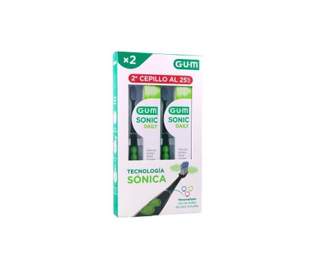 GUM Pack Sonic Daily Brosse À Dents Électrique Noir 2 Unités