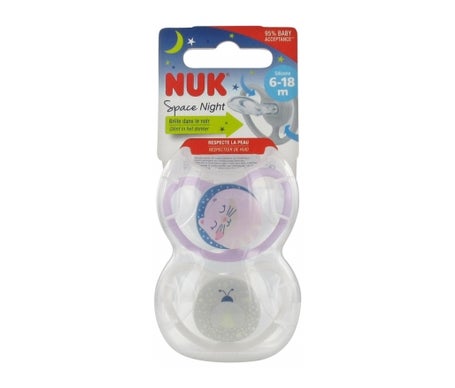 Nuk Silicone Sucettes Space Nuit 6-18M Fille 2uts