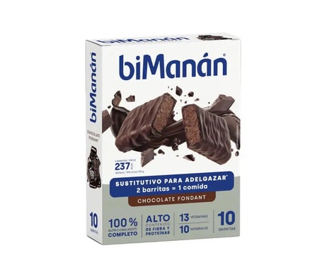 biManán® Sustitutive Barres Chocolat Noir Fondant 8 unités