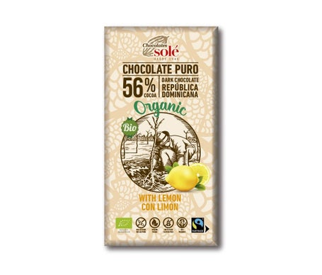 Chocolates Sole Chocolat Noir Végétal 56% avec du Citron Vert 100g
