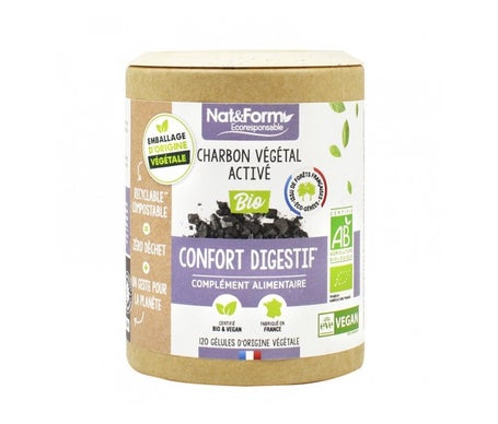 Nat&Form Charbon Végétal Bio 120 Gélules