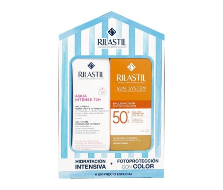 Rilastil Pack Aqua Intense 72h Gel-Crème 40 ml + Émulsion Solaire Visage Teintée SPF 50+ 40 ml