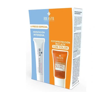 Rilastil Pack Aqua Intense 72h Gel-Crema 40ml +Sun System Emulsión Solar Facial Color SPF50+ 40ml