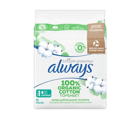 Always Cotton Protection Serviettes Ailettes T1 Normal 11uts