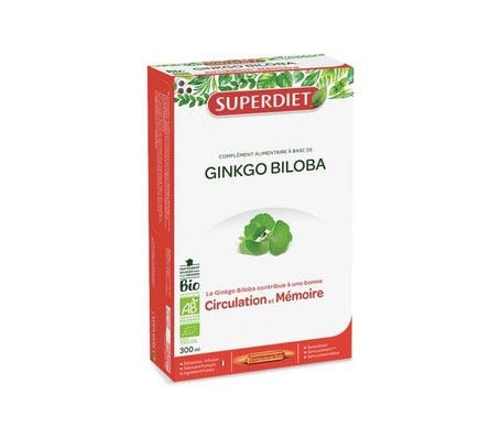 Superdiet Ginkgo Biloba Circulation Et Mémoire Bio 20 Ampoules