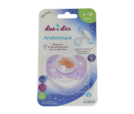 Luc et Léa Sucette Anatomique Nuit Chat 6-18M 1 Unité