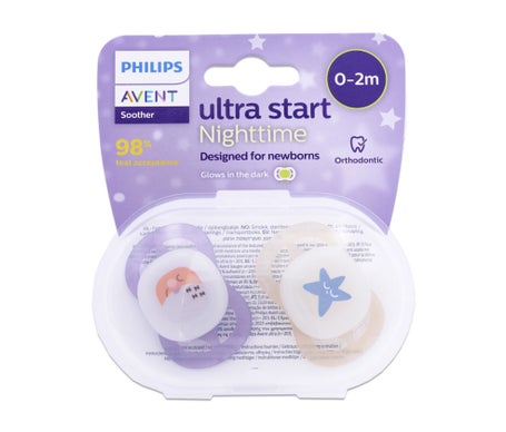 Philips Avent Ultra Start Nighttime Sucette Scf075/09 2 uts