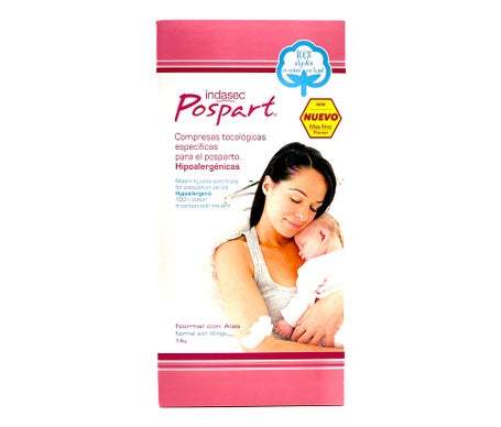 Indasec Postpart Serviettes Normales à Ailettes 14 unités
