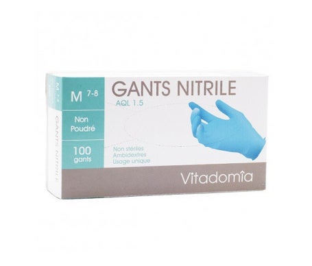 Vitadomia Gant Nitrile Non Poudré Taille S 6-7 100uts