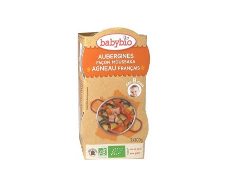 Babybio Menu Moussaka d'Agneau au Parmesan Bio dès 8 mois 200g lot de 2 bols