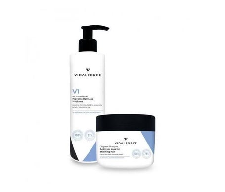 Shampooing Vidalforce V1 + Masque, pack bio de prévention des chutes