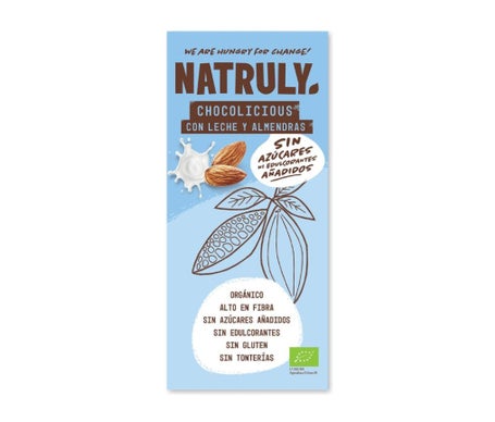 Natruly Chocolat avec Lait et Amande Sans Sucre 85g