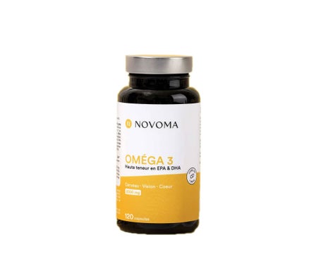 NOVOMA Oméga 3 Huile de Poisson Epax® 2000mg /j, Pure et Concentrée, 120 capsules, Riche en EPA et DHA & Vitamine E, Omega 3 Fish Oil Sans Odeur, Fabriqué en France-image