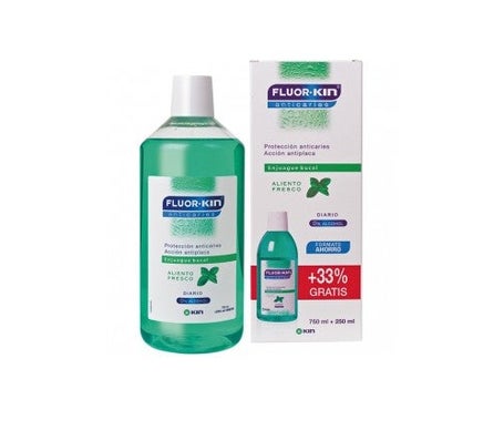 Bain de bouche quotidien Fluor-Kin anticaries 750ml + 250ml GRATUIT