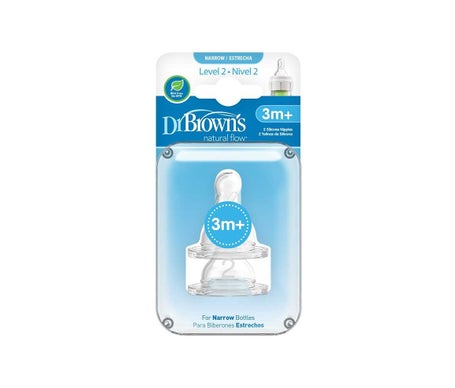 Kit de tétines à bouche étroite Dr Brown's +3m 2 pièces