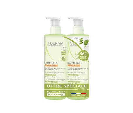 Duo Exomega Control Gel Nettoyant 2 en 1 Cheveux &amp Corps 2 X 500Ml