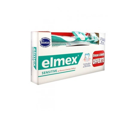 Elmex Sensitive Dentifrice Protection Caries 75ml Lot De 2 + 1 Brosse À Dents Offerte