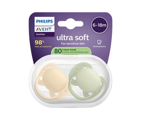 Philips Avent Ultra Soft Sucette Eco 6-18M Beig Green 2uts