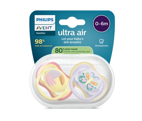 Philips Avent Ultra Air Sucette Toucan Papillon 0-6M 2Uts Taille 2