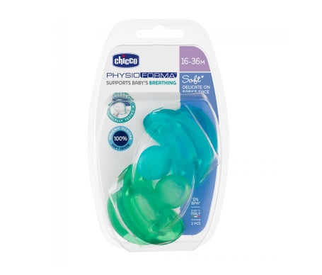 Bleu/Vert Chicco Silicone Soother Physio Soft Mannequin Tout Usage - Pcs Taille 2