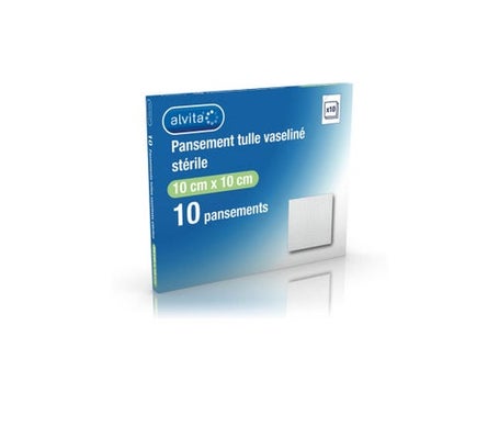Alvita Pansement Tulle Vaseline 10x10cm 10 Unités