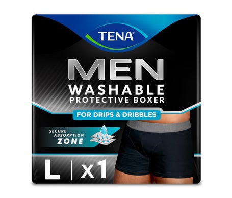TENA Men - Caleçon de Protection Lavable Homme - Pour les Fuites Urinaires Légères - Coupe Classique - Noir - L-image