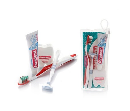 Foradent kit dentaire adulte 1 brosse à dents + dentifrice 25ml + fil dentaire 5m + 1 nettoie-langue