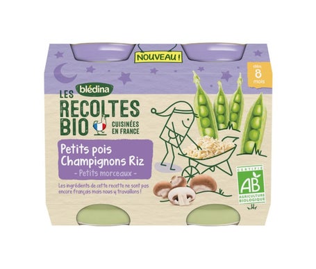 Bledina Les Recolets Noche Guisantes Setas Arroz 2x200g