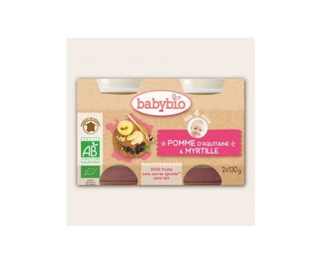 Babybio Petits Pots Pomme Myrtille Bio dès 4 mois 2x130g