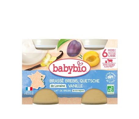 BabyBio Brassé Au Lait De Brebis, Quetsche de Lorraine et Vanille 2x130g