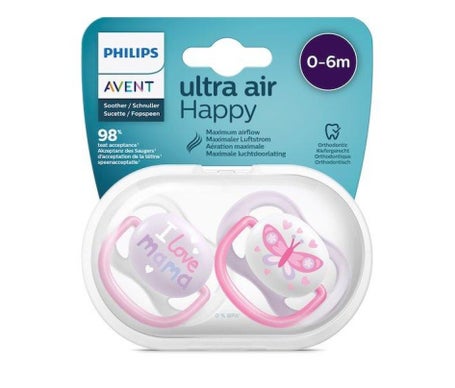 Avent Sucettes Ultra Air Happy 0-6M 2Uts Taille 2