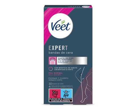 Veet Expert Bandas de Cera Depilatoria Piernas y Cuerpo Piel Normal 30uds