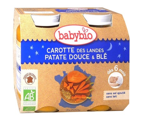 Babybio Petits Pots Bonne Nuit Légumes Variés Blé Bio 6 mois 2 x 200 g