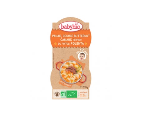 Babybio Menu du Jours dès 12 Mois Bols Panais Courge Butternut Canard Polenta 2x200 Grammes