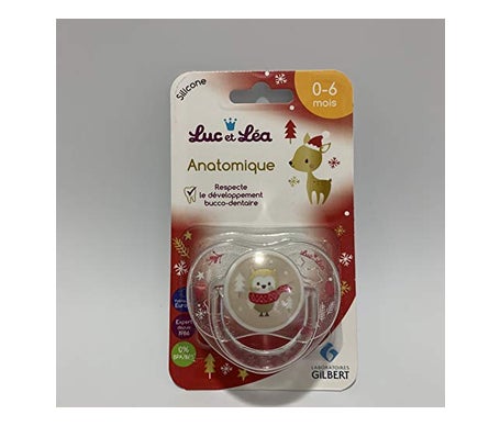 Luc et Lea Sucette Symétrique Noel avec Anneau Hibou 0-6M 1 Unité