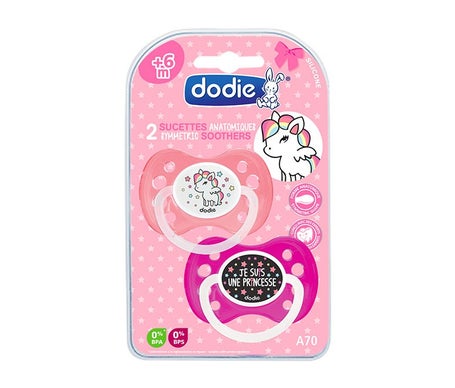 Dodie Duo Sucette Anatomique Silicone Girly +6mois