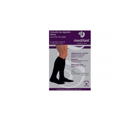 Medilast Silver Edition chaussettes de compression normale avec du coton noir T-L-L