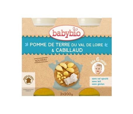 Babybio Petits Pots Menu Pomme de Terre & Cabillaud Sauvage dès 6 mois 2x200g