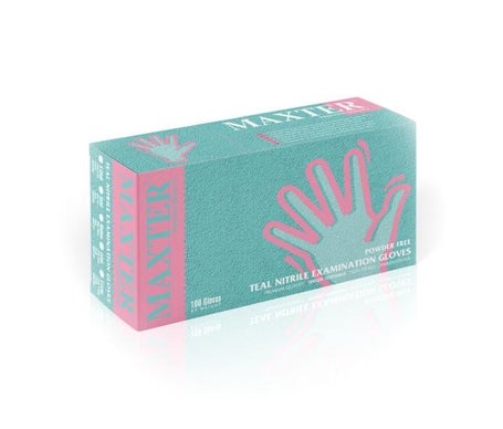 Maxter Gants Nitrile Non Poudrés Taille S Bleu Turquoise 100uts