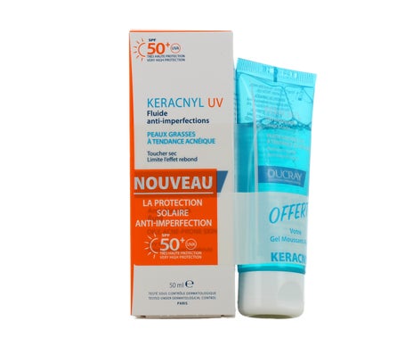 Ducray Keracnyl UV Fluide Anti-Imperfections SPF50+ 50ml + Gel Moussant Anti-Imperfections 40ml