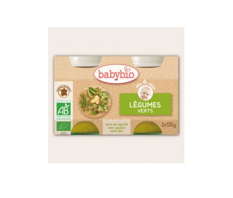 Babybio Petits Pots Légumes Verts Bio dès 4 Mois 2x130g