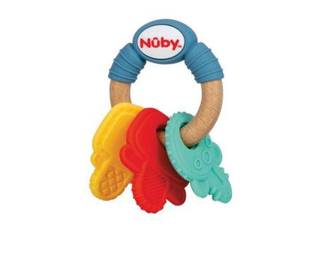 Nuby Anneau Dentition Bois Silicone Clés 3M+ 1ut
