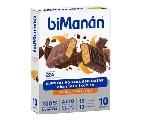 biManán™ Sustitutive sabor sabor chocolate y naranja 8 barritas