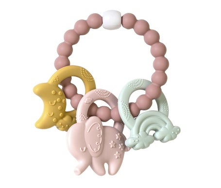 Saro Ele Fun Anneau de Dentition Silicone Rose 1ut