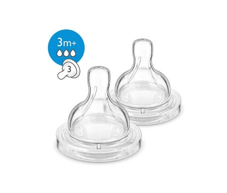 Avent Tétine 3 Trous Silicone Débit moyen 3 mois+
