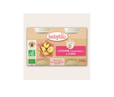 Babybio Petits Pots Pomme Coing Bio dès 4 mois 2x130g